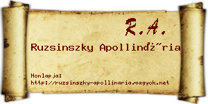 Ruzsinszky Apollinária névjegykártya